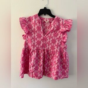 Chic Pink Floral Women’s Blouse
